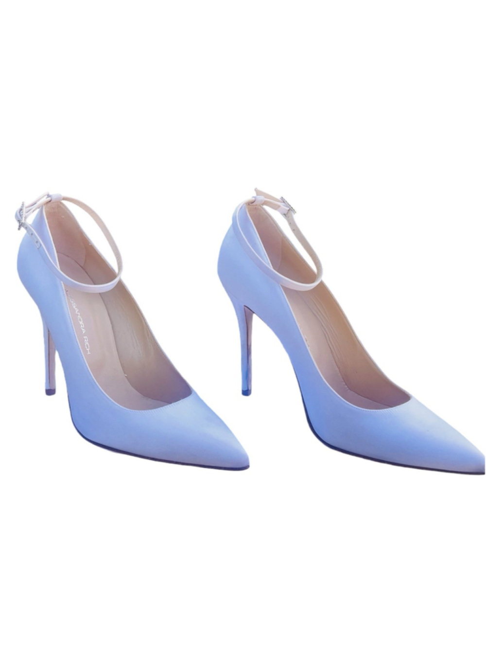 Alessandra Rich Crystal Embellished Silk Satin Ankle Strap Heel Pump IT 41 US 11